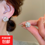 銀針?shù)喪ǘ湔渲槎斁螺p奢高級(jí)感耳環(huán)小眾時(shí)尚白百搭耳飾批發(fā) 55#銀針-銀色