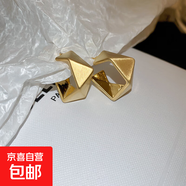 銀針愛(ài)心幾何金屬拉絲耳環(huán)簡(jiǎn)約小眾設計感耳釘時(shí)尚新款耳飾女批發(fā) 17#銀針-金色C形（真金電鍍）