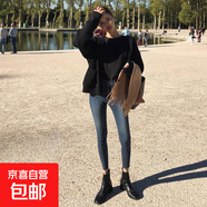 煙灰色加絨牛仔褲女秋冬2025新款冬季薄絨高腰顯瘦外穿抓絨小腳褲 復(fù)古藍(lán)毛邊 八分(單褲款) 31 2尺4