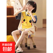夏天兒童家居服套裝睡衣短褲寬松卡通短袖夏季女童韓版卡通風(fēng)套裝 萌皮卡【女童短袖圓領(lǐng)套裝】 46 【S碼-建議身高140-150】