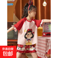 夏天兒童家居服套裝睡衣短褲寬松卡通短袖夏季女童韓版卡通風(fēng)套裝 圖圖女孩【女童短袖圓領(lǐng)套裝】 45 【16碼-建議身高130-140】