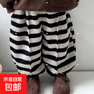兒童加絨加厚套裝2025秋冬款韓版男女童衛衣衛褲條紋套裝p35 條紋衛褲(加厚p 150