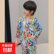 兒童棉綢家居服套裝男女童夏季空調(diào)服套裝15xk276 涂鴉 170