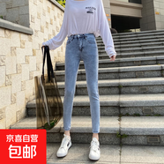 網(wǎng)紅小個(gè)子150淺藍(lán)色八分牛仔鉛筆高腰小腳褲女2025秋季秋款九分 淺藍(lán)色九分 31 2尺4