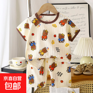 夏季新款童裝兒童短袖短褲套裝男女寶寶T恤男童女童家居服 MY13-短袖-奈斯熊 73