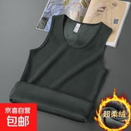 雙面絨男士背心秋冬加絨加厚健身無袖t恤保暖打底馬甲跨欄運動 【雙面德絨】深灰色-背心 5XL 【建議175-200斤】