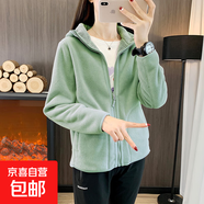外套女新款秋冬季抓絨衣雙面珊瑚絨男女夾克保暖搖粒絨外套兩面穿 豆綠 L