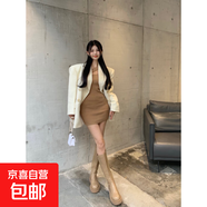 內(nèi)搭針織連衣裙女2025秋冬新款修身短裙打底裙冬季緊身包臀裙裙子 卡其色 均碼