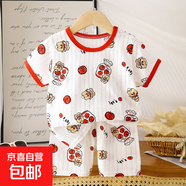 夏季新款童裝兒童短袖短褲套裝男女寶寶T恤男童女童家居服 MY27-短袖-蘋(píng)果罐 90