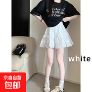 白色蕾絲短裙女2025年夏新款芭蕾風(fēng)蛋糕裙高腰a字蓬蓬半身裙 云朵白 L 建議體重110-125斤