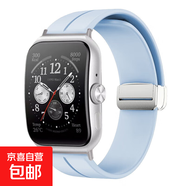 獺祭適用OPPOWatchX2手表表帶watch3pro腕帶3智能SE磁吸折疊扣硅膠運(yùn)動42手環(huán)46m男女4proX 淺藍(lán)-銀扣【磁吸折疊扣】 oppo watch1 41mm+黑連接器
