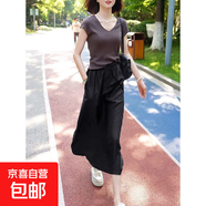 醋酸緞面a字半身裙女2025夏季新款高腰垂感休閑直筒中長(cháng)款薄裙子 黑色 XL 【建議115-130斤】