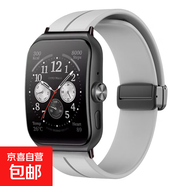 獺祭適用OPPOWatchX2手表表帶watch3pro腕帶3智能SE磁吸折疊扣硅膠運(yùn)動42手環(huán)46m男女4proX 淺灰-銀扣【磁吸折疊扣】 oppo watch1 41mm+黑連接器