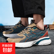 2025夏季新款厚底增高輕便軟底休閑運動(dòng)鞋男復古簡(jiǎn)約百搭跑步鞋男 卡其色 45