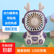 電風(fēng)扇小風(fēng)扇手持風(fēng)扇迷你桌面風(fēng)扇usb風(fēng)扇充電網(wǎng)紅爆款便攜式隨身風(fēng)扇可愛(ài)卡通靜音 酷酷小鹿-紫色