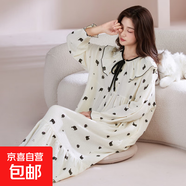 新款睡裙帶胸墊中長(cháng)款夏季女士純棉紗布休閑簡(jiǎn)約家居服可外穿睡裙 【XX-72004】黑白波點(diǎn)女裙 2XL 【推薦140-160斤穿】