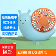 電風(fēng)扇小風(fēng)扇手持風(fēng)扇迷你桌面風(fēng)扇usb風(fēng)扇充電網(wǎng)紅爆款便攜式隨身風(fēng)扇可愛(ài)卡通靜音 蝸牛-天藍色