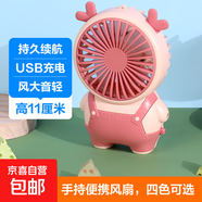 電風扇小風扇手持風扇迷你桌面風扇usb風扇充電網(wǎng)紅爆款便攜式隨身風扇可愛卡通靜音 萌趣耳朵-初戀少女粉
