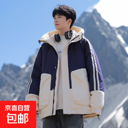 潮牌工裝羽絨服男女同款冬季新款潮流寬松輕薄百搭短款羽絨衣 紫色 M (170) 建議體重100斤-115斤