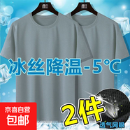 夏季冰絲透氣網(wǎng)眼鏤空男士短袖t恤寬松簡(jiǎn)約百搭速干運(yùn)動(dòng)上衣服-SL 【網(wǎng)眼T恤：純色】淺灰+淺灰 4XL  建議165-180斤