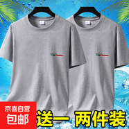 2025夏季短袖T恤男士圓領(lǐng)潮流印花寬松大碼百搭半袖體恤打底衫-SL 短袖DAP-淺灰+淺灰 4XL 碼【160-175斤】