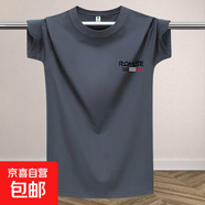 冰絲速干t恤男夏季短袖透氣休閑大碼寬松百搭半袖網(wǎng)眼涼感體恤-SL 灰色（RQH） 4XL 【165-185斤】