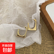 韓版幾何方形鏤空金屬耳環(huán)簡(jiǎn)約氣質(zhì)歐美風(fēng)銀針耳扣大氣流行耳飾品 亮金色