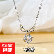 s925純銀蝴蝶結吊墜莫桑鉆項鏈輕奢小眾氣質(zhì)鎖骨鏈送女友生日禮物 1克拉高碳石（6.5mm） 無(wú)規格