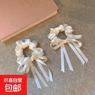 仙女緞面飄帶絲光奶油蝴蝶結法式復古風(fēng)大腸發(fā)圈唯美宮廷油畫(huà)少女 奶油白蝴蝶結1個(gè)