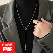 長(cháng)項鏈女款新款高級感輕奢小眾飾品毛衣鏈秋冬衣服配飾潮雙層 不規則幾何項鏈（銀色）