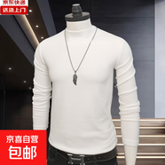 男裝時(shí)尚德絨打底衫純色半高圓領(lǐng)內(nèi)搭秋冬季青年長(zhǎng)袖保暖修身上衣 白色半高領(lǐng) L