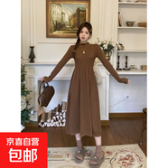 配大衣內(nèi)搭針織連衣裙子女秋冬長(zhǎng)款高級(jí)感赫本風(fēng)氣質(zhì)毛衣打底長(zhǎng)裙 咖啡色 均碼