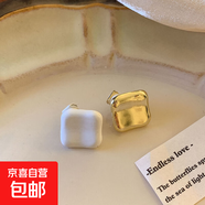 法式復(fù)古耳夾女無耳洞2025年潮小眾簡約百搭耳環(huán)氣質(zhì)耳飾 不對(duì)稱方塊耳夾