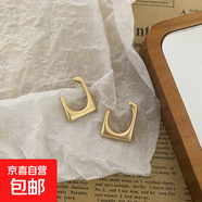 韓版幾何方形鏤空金屬耳環(huán)簡(jiǎn)約氣質(zhì)歐美風(fēng)銀針耳扣大氣流行耳飾品 啞金色