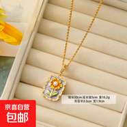 莫奈梵高vintage油畫風(fēng)感項鏈巴洛克珍珠蝴蝶花瓣毛衣鏈吊墜 18K金+珠光香芋紫色