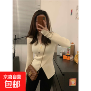 不規則設計感毛衣內搭打底衫女秋冬高級感修身顯瘦冬裝針織衫上衣 杏色 XL