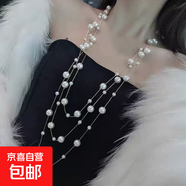國風(fēng)長款項鏈2025女夏季高級新中式旗袍配飾毛衣鏈 銀色三層