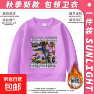 兒童衛衣長(cháng)袖春秋新款通通美國木棍人女童山海經(jīng)圓領(lǐng)男童休閑衣服 463-山海經(jīng)16紫色/加絨 100
