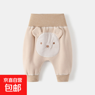 嬰兒加絨大PP褲秋裝外穿洋氣休閑褲外出高腰護肚男女寶寶褲子春秋 QY082杏 90