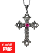 暗黑洛麗塔lolita十字項(xiàng)圈朋克哥特Goth頸鏈choker項(xiàng)鏈lo娘飾品 玫紅鉆洛麗塔項(xiàng)鏈