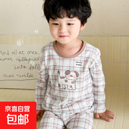 【10A抗菌】嬰兒衣服A類(lèi)無(wú)熒光無(wú)骨純棉童裝睡衣套裝新生兒衣服 方糖狗狗 100 建議90-100cm體重25-30斤