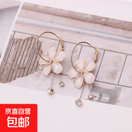 超仙花朵耳環(huán)女韓國氣質(zhì)流蘇耳釘長款琉璃耳墜簡約復古百搭耳飾品 銀針—花朵