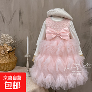 卡麥郎女童連衣裙2025秋季新款小香風(fēng)蛋糕裙可愛(ài)甜美公主裙蓬蓬裙 粉色 130