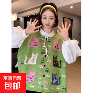 無(wú)袖針織開(kāi)衫女2025秋季新款文藝刺繡上衣慵懶風(fēng)休閑顯瘦毛衣坎肩 4071綠色 M  【建議96斤-110斤】