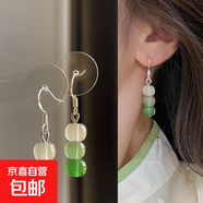 復古竹節耳環(huán)小眾設計感高級輕奢古風(fēng)耳墜新中式耳飾耳夾春夏 漸變綠串珠耳環(huán)