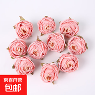 復古風仿真花燒邊絹布玫瑰家居裝飾插花素材DIY手工花環(huán)材料 粉色一個