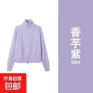 奶fufu香芋紫色麻花高領(lǐng)毛衣外套女春秋季軟糯慵懶風(fēng)拉鏈針織開衫 4133紫色 XL  【建議121斤-135斤】