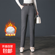 格子加絨加厚直筒新款休閑中年女褲毛呢中老年大碼時(shí)尚鉛筆褲 小格 35