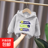 可愛(ài)兒童連帽衛衣2025新款秋冬男童裝中大童加絨加厚洋氣衣服百搭 R2440灰色 100