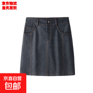 半身裙女2025春秋仿牛仔皮裙復(fù)古顯瘦裙新高腰一片式a字裙包臀裙 黑色 3XL